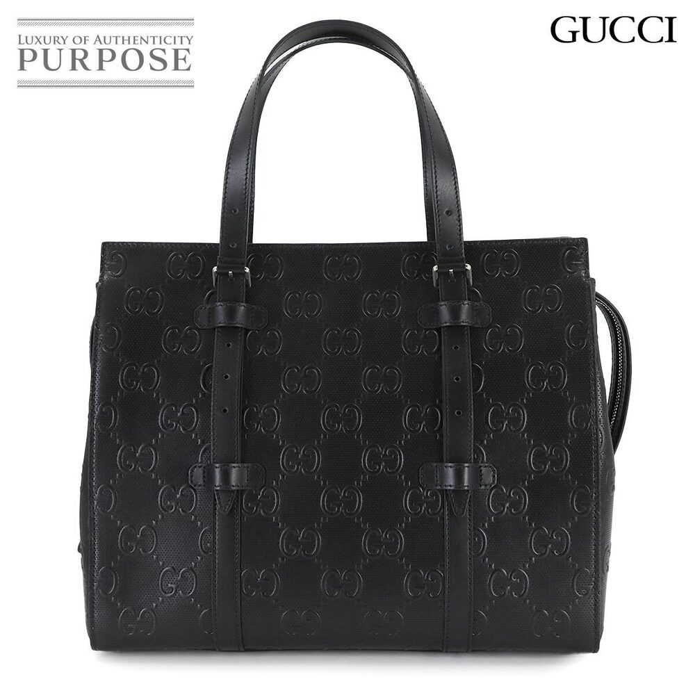 Gucci GG Embossed Tote Bag Leather Black